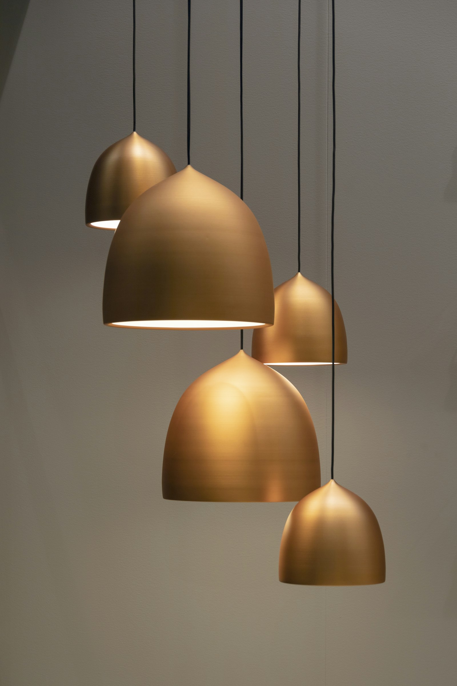 Cluster of hanging pendant lights