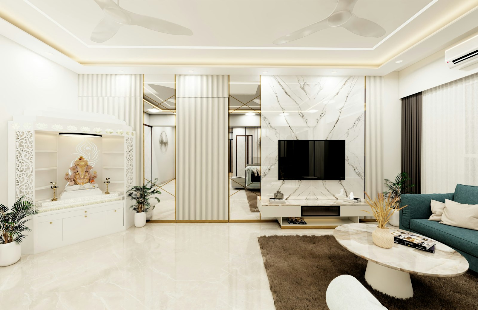 Ceiling fans in a living room